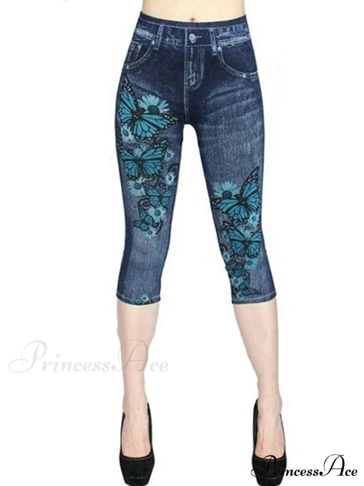Push Up Flower Printed Capri Pants