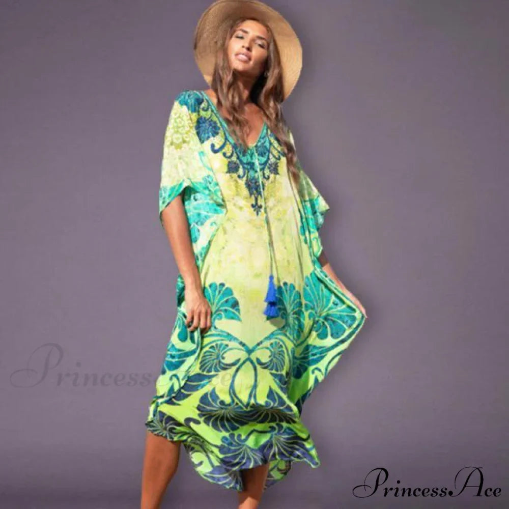 Quick-drying Bohemian Printed Loose Beach Dress
