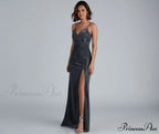 Quinn Formal High Charming Slit Glitter Dress