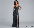 Quinn Formal High Charming Slit Glitter Dress