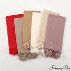 Rabbit Fur Ball Cashmere Pompom Oversize Blanket Scarf for Women