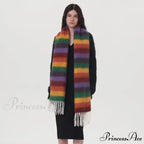 Rainbow Striped Thick Muffler Scarf for Autumn/Winter Warmth