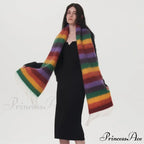 Rainbow Striped Thick Muffler Scarf for Autumn/Winter Warmth