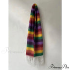 Rainbow Striped Thick Muffler Scarf for Autumn/Winter Warmth