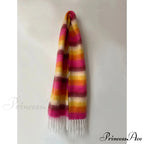 Rainbow Striped Thick Muffler Scarf for Autumn/Winter Warmth