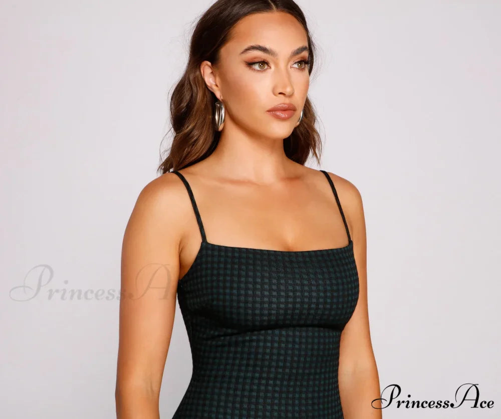 Raising The Bar Charming Plaid Mini Dress