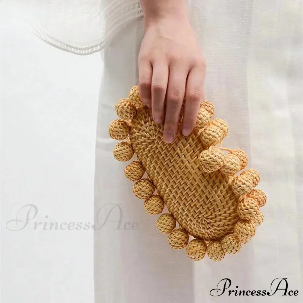 Rattan Cane Clutch Warm Seashore Wristlet