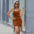 Raven Ruched Velvet Charming Bodycon Mini Dress