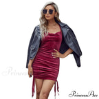 Raven Ruched Velvet Charming Bodycon Mini Dress
