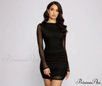 Ready and Ruched Charming Mesh Mini Dress