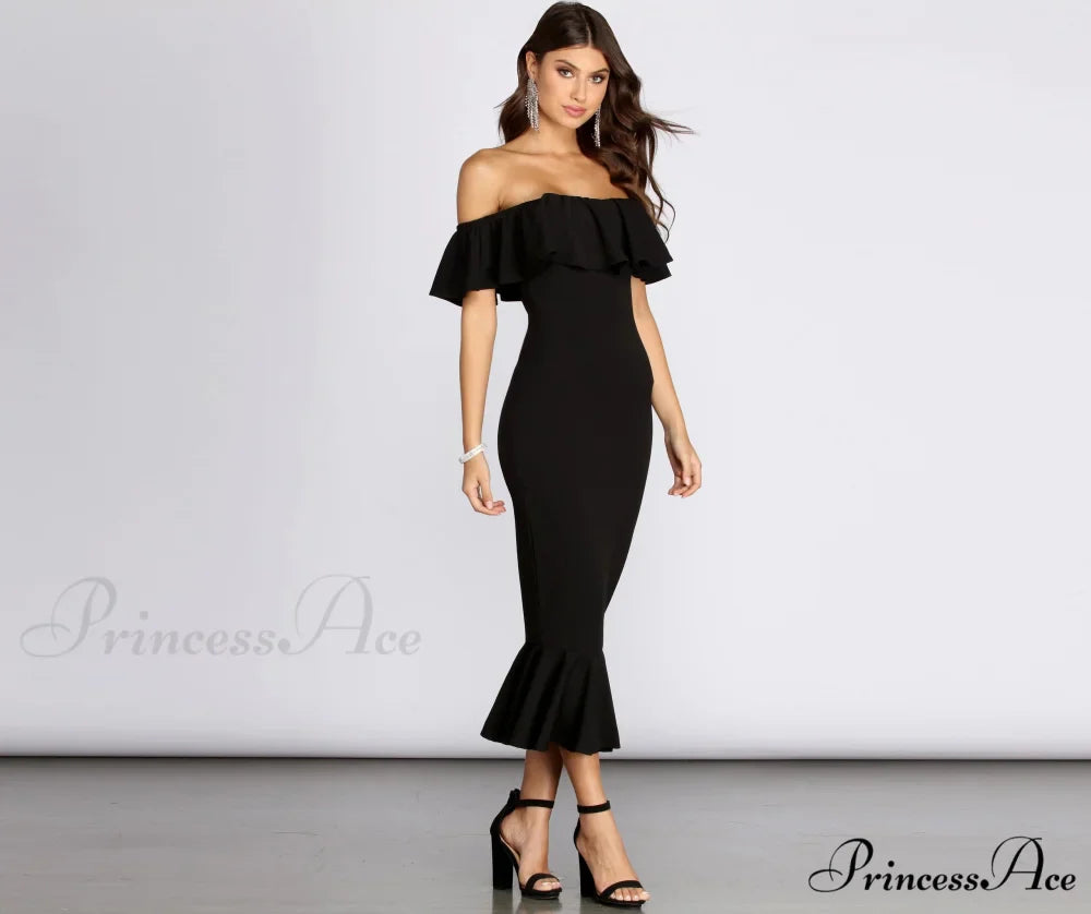 Ready And Stylish Ruffled Midi Dress