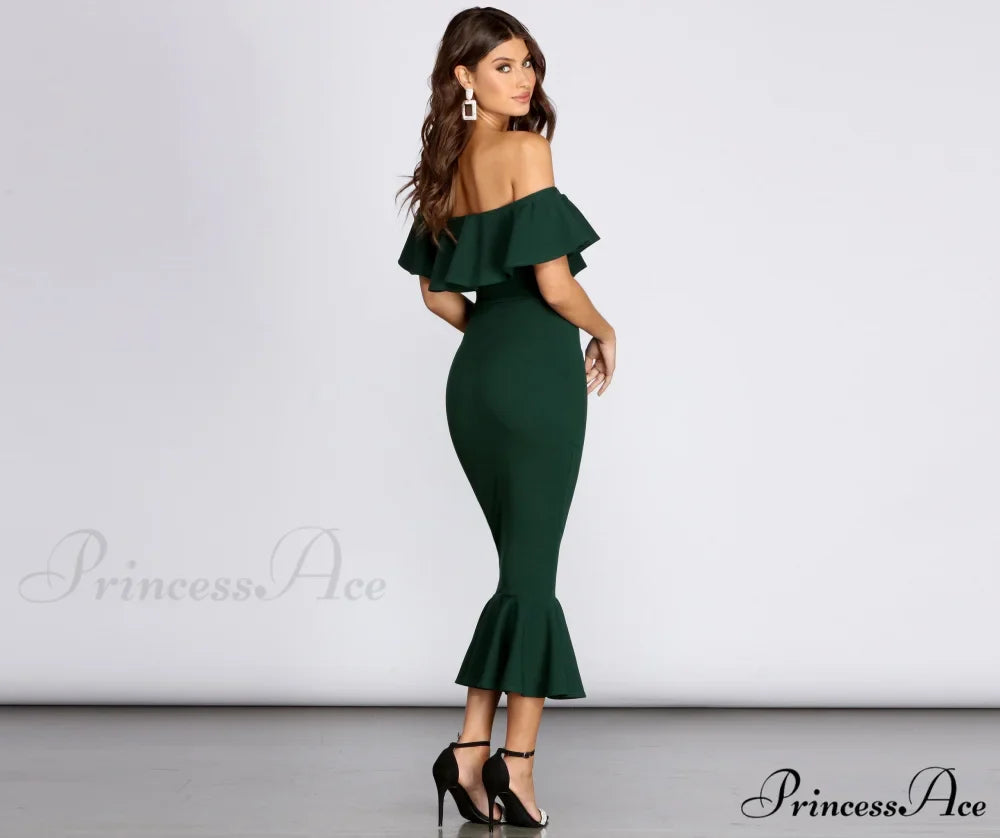 Ready And Stylish Ruffled Midi Dress