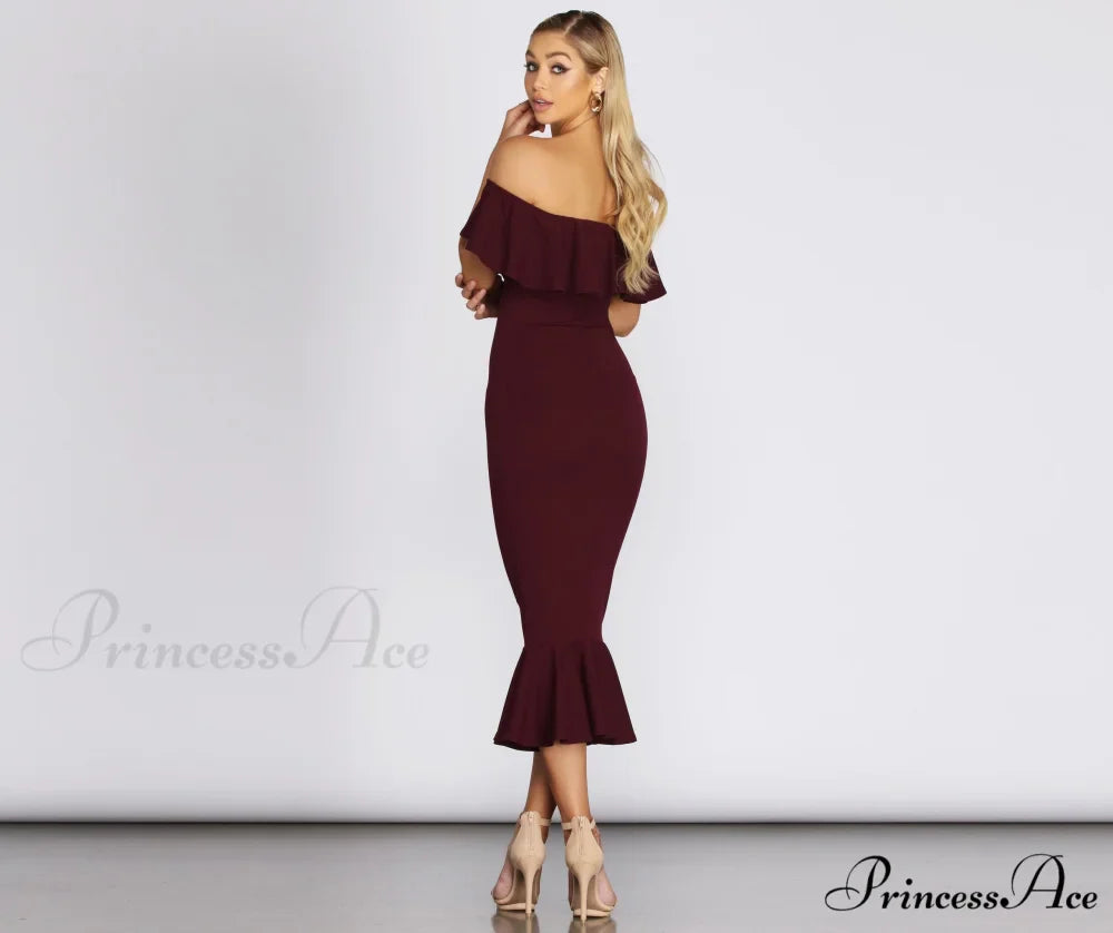 Ready And Stylish Ruffled Midi Dress