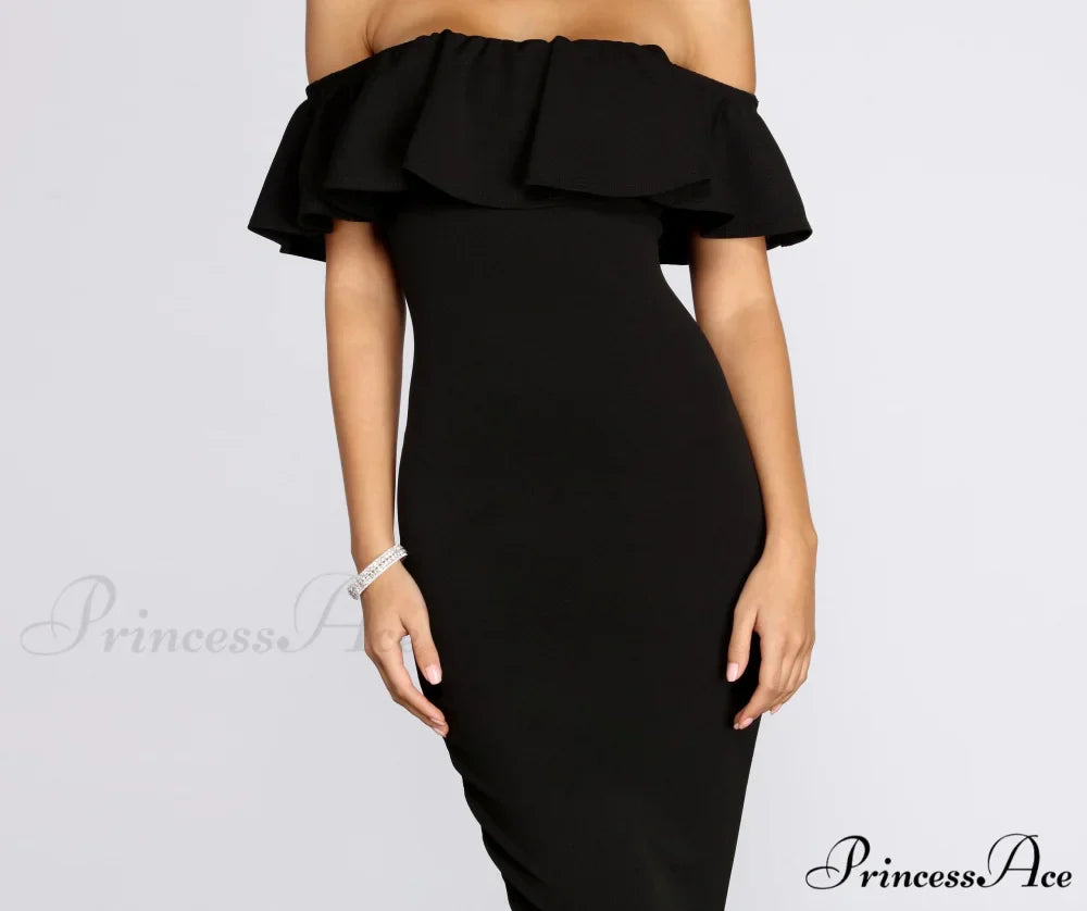 Ready And Stylish Ruffled Midi Dress