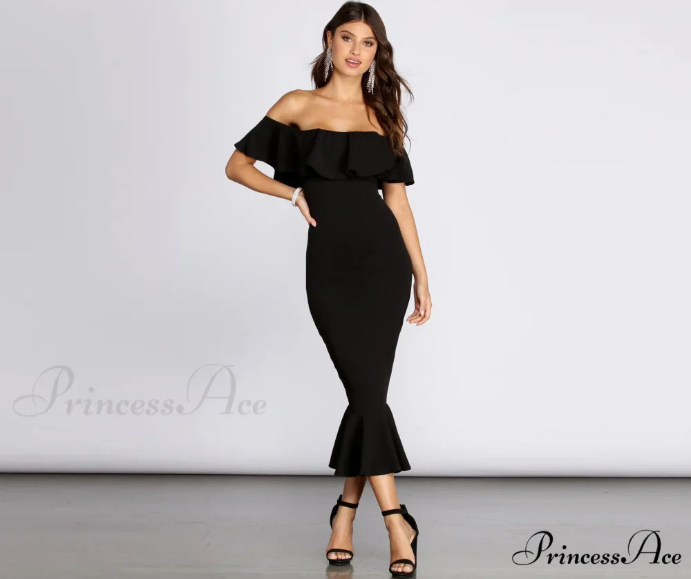 Ready And Stylish Ruffled Midi Dress