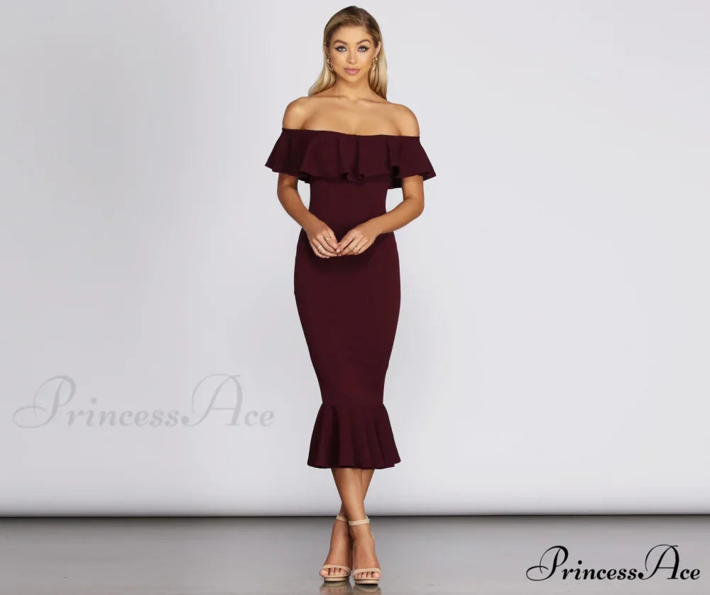 Ready And Stylish Ruffled Midi Dress