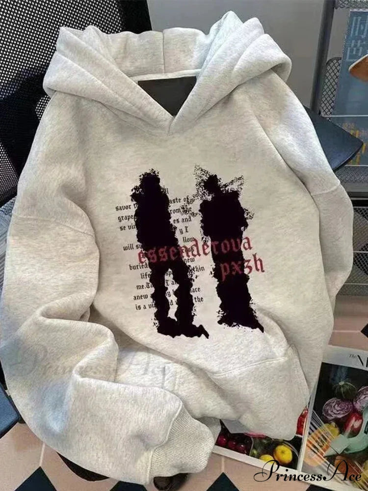Rebellious Concept Figure Print Cotton Hoodie