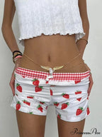Red Berry Pattern Cotton Sweatshort