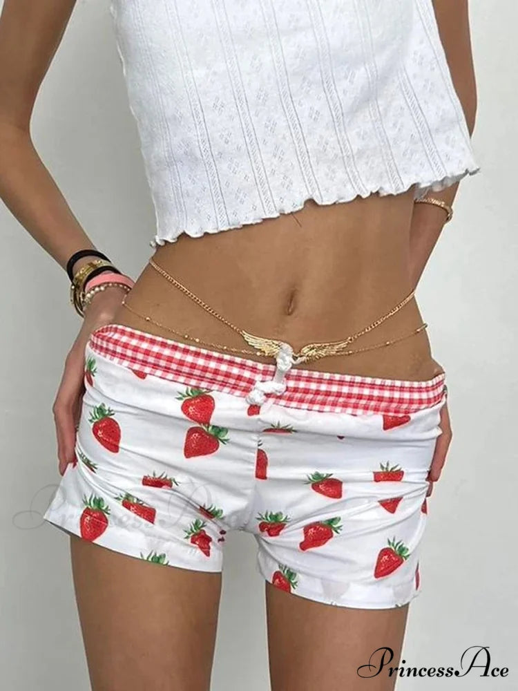Red Berry Pattern Cotton Sweatshort