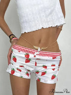 Red Berry Pattern Cotton Sweatshort