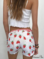 Red Berry Pattern Cotton Sweatshort