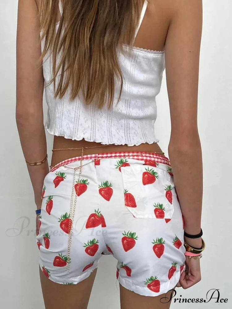 Red Berry Pattern Cotton Sweatshort