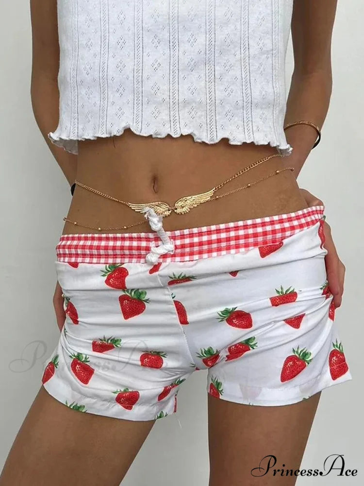Red Berry Pattern Cotton Sweatshort