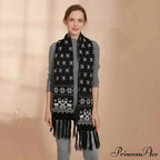 Red Cartoon Reindeer Snowflake Warm Scarf for Christmas