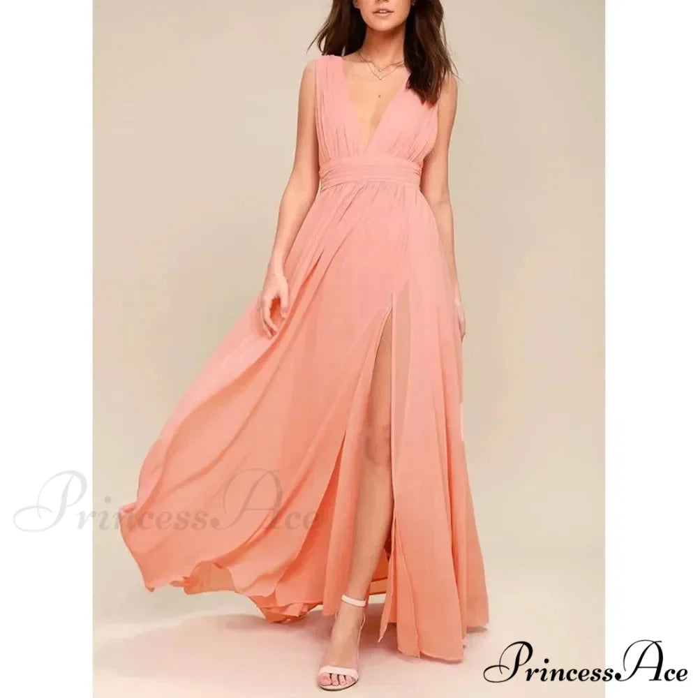 Red Christmas Party Dress - Sexy Backless Mesh Maxi