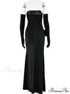 Red Christmas Party Dress - Strapless High Slit Maxi