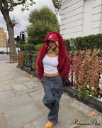 Red Fluffy Faux Fur Turn-Down Coat