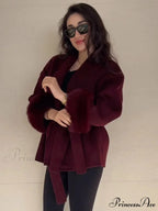 Red Folded Woolen Coat