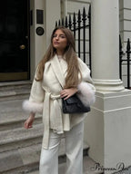 Red Folded Woolen Coat