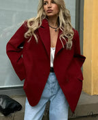 Red Lapel Full Sleeve Suit Coat