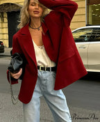 Red Lapel Full Sleeve Suit Coat