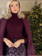 Red Lapel Wool Mix Long Coat