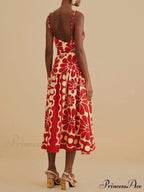 Red Open Back Charming Sleeveless Midi Dress