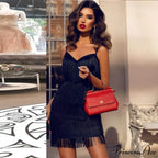 Red Party Evening Luxury Tassel Fringed Bodycon Dress