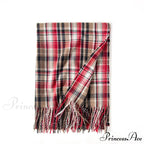 Red Plaid Cashmere Korean Style Fashion Warmer Hijab Pashmina Scarf for Women