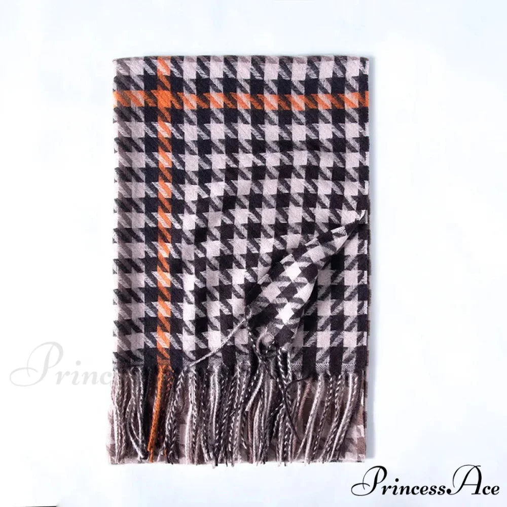 Red Plaid Cashmere Korean Style Fashion Warmer Hijab Pashmina Scarf for Women