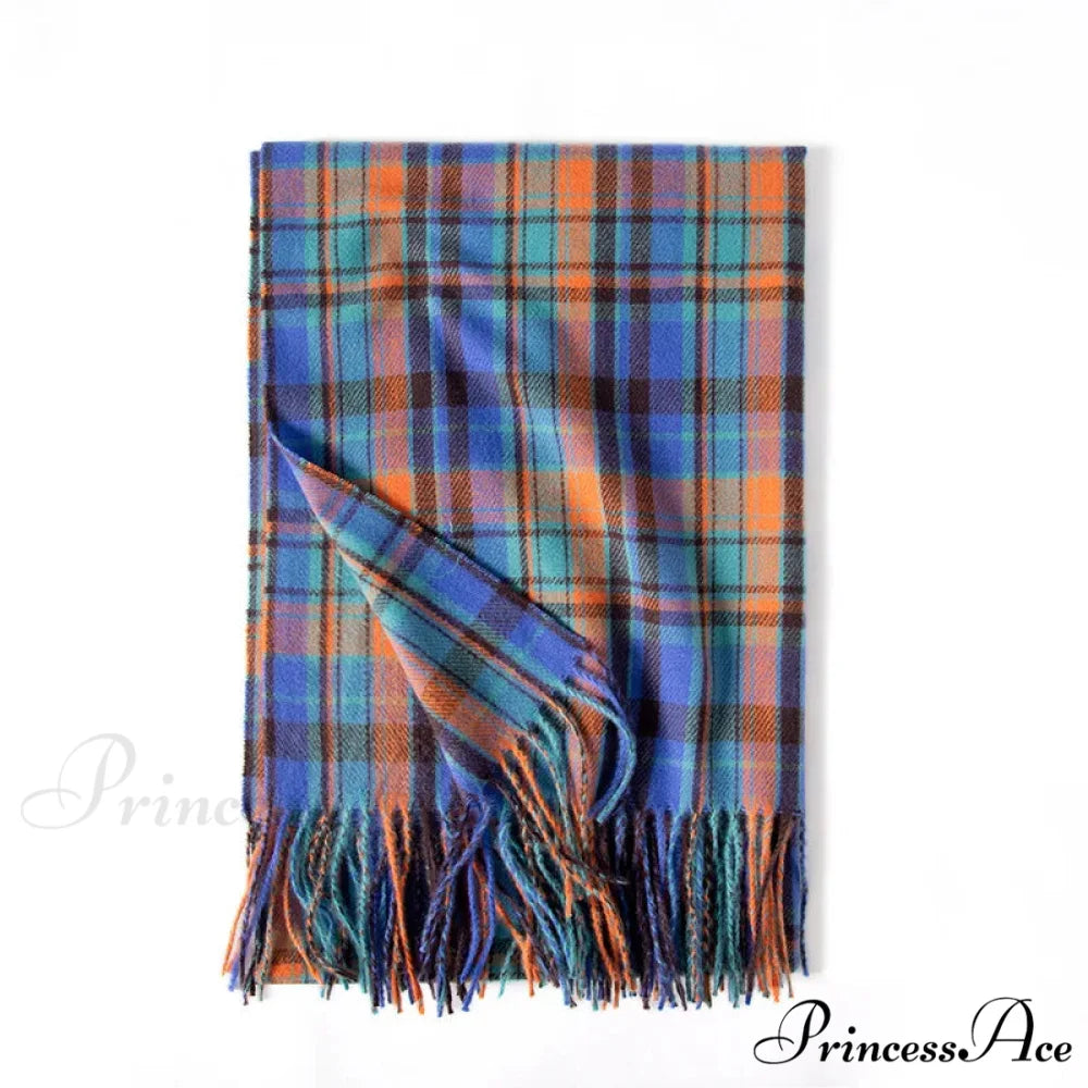 Red Plaid Cashmere Korean Style Fashion Warmer Hijab Pashmina Scarf for Women