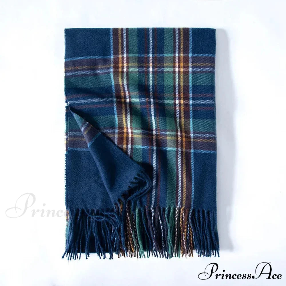 Red Plaid Cashmere Korean Style Fashion Warmer Hijab Pashmina Scarf for Women