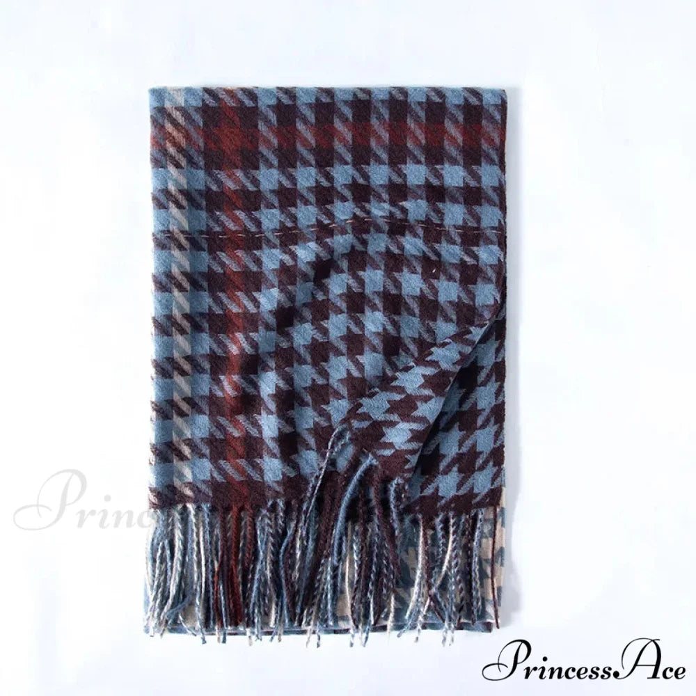 Red Plaid Cashmere Korean Style Fashion Warmer Hijab Pashmina Scarf for Women