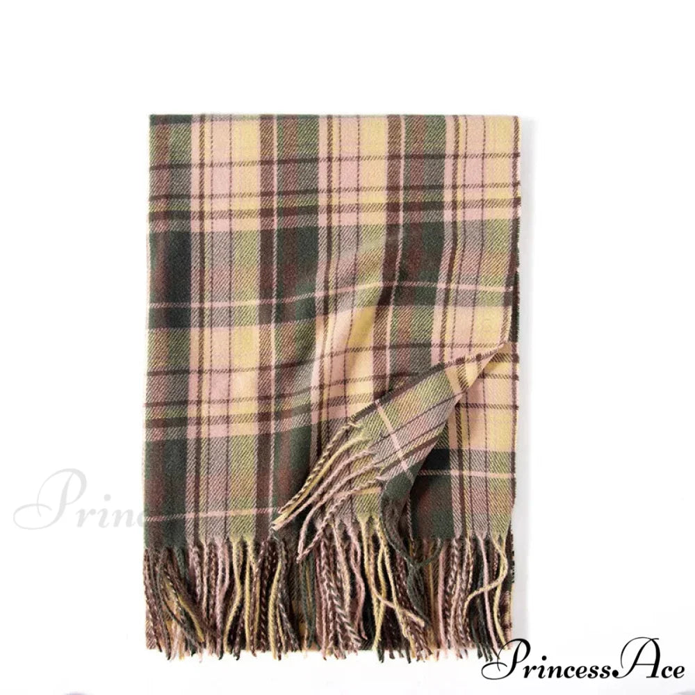 Red Plaid Cashmere Korean Style Fashion Warmer Hijab Pashmina Scarf for Women