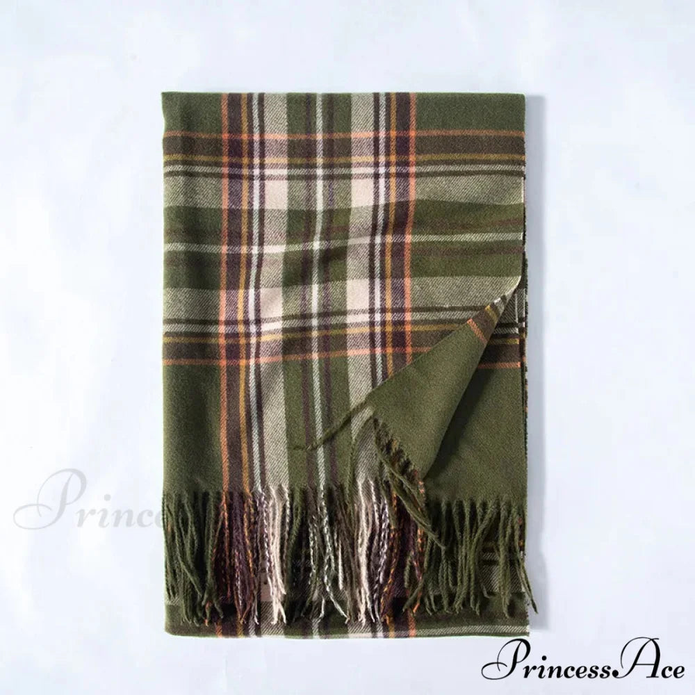 Red Plaid Cashmere Korean Style Fashion Warmer Hijab Pashmina Scarf for Women