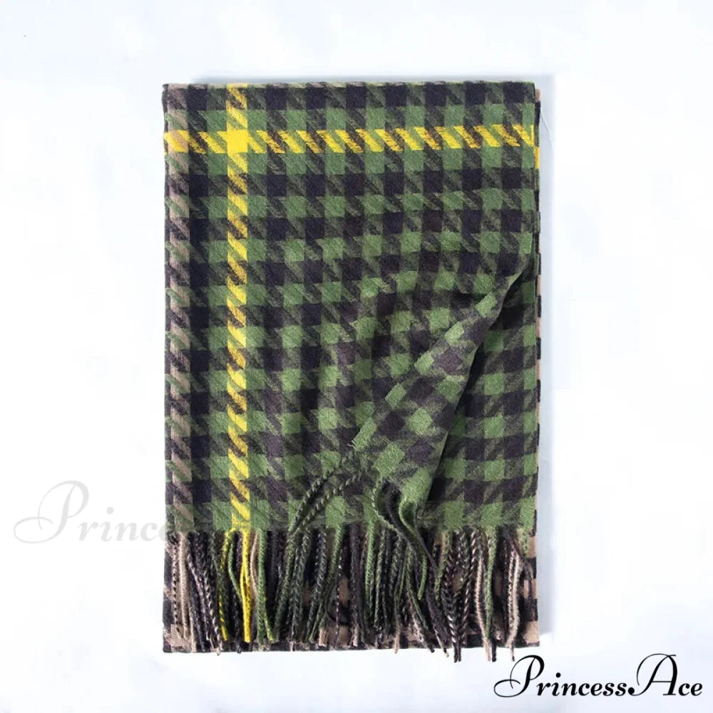 Red Plaid Cashmere Korean Style Fashion Warmer Hijab Pashmina Scarf for Women