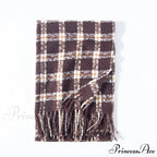 Red Plaid Cashmere Korean Style Fashion Warmer Hijab Pashmina Scarf for Women