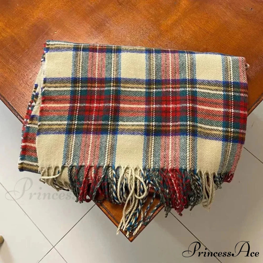 Red Plaid Vintage Classic Scarf for Women