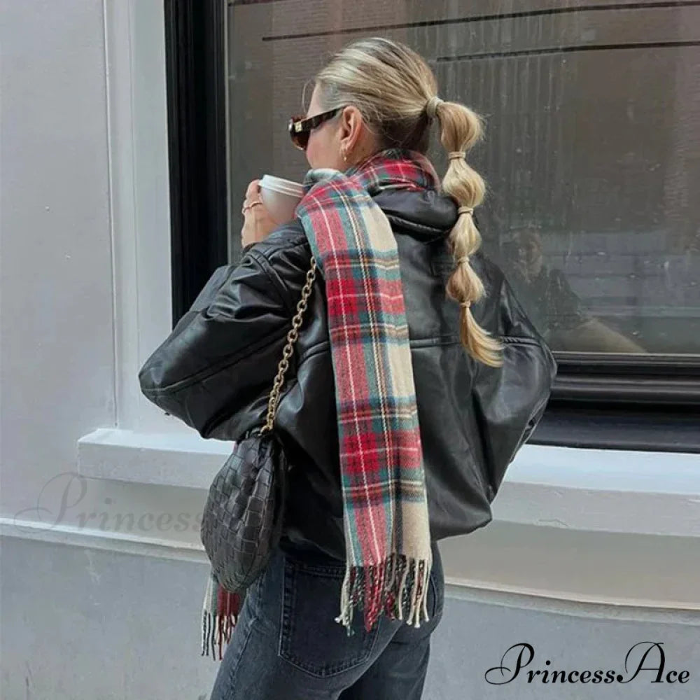 Red Plaid Vintage Classic Scarf for Women