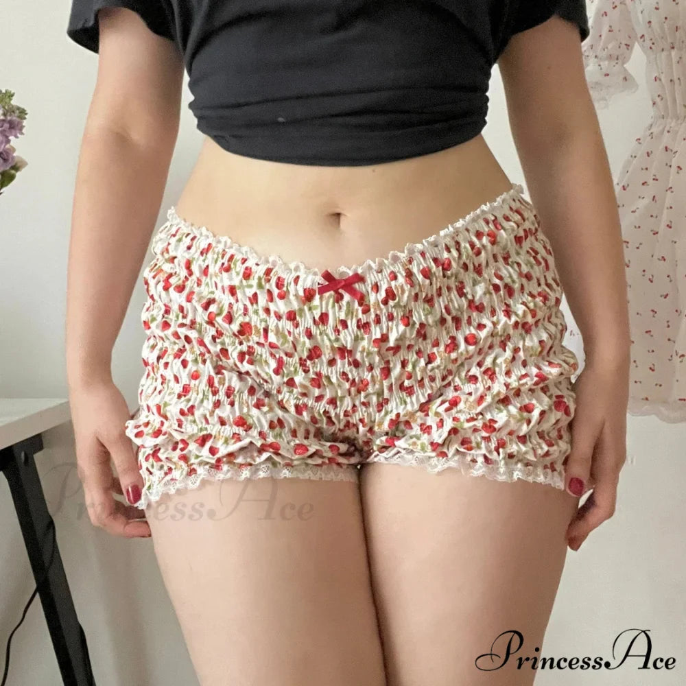Red Print Frilly Bloomer Short